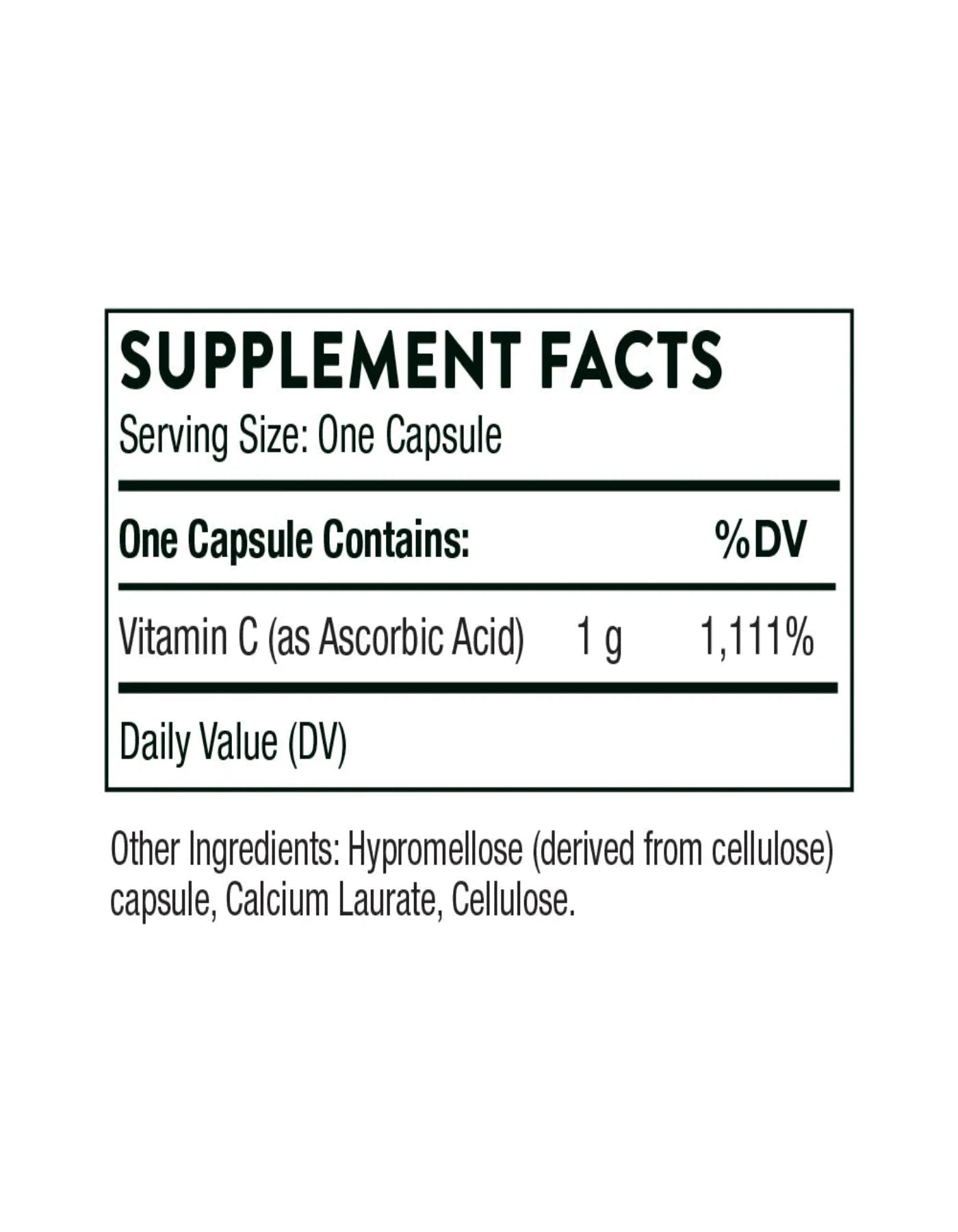 Thorne Vitamin-C Ascorbic Acid Supplement Ingredients